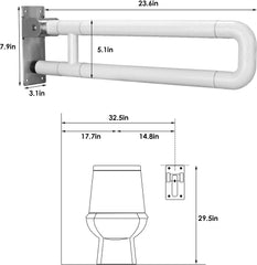 Folding Hinged Bathroom Safety Steel Grab Bar/Rail, Drop Down Mobility Aid Support, 60cm Long