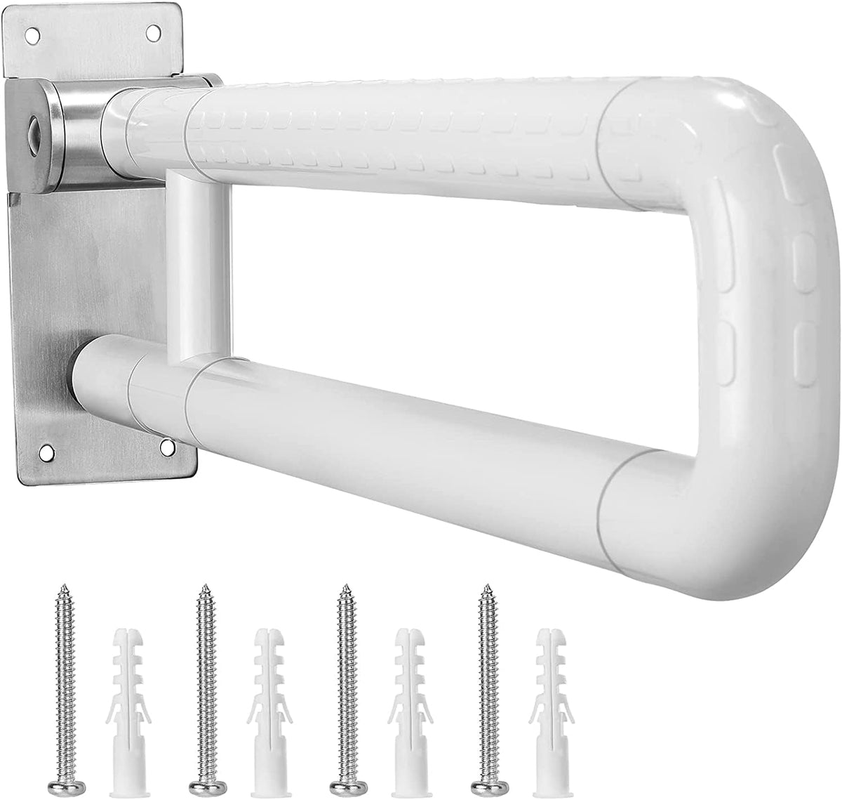 Folding Hinged Bathroom Safety Steel Grab Bar/Rail, Drop Down Mobility Aid Support, 60cm Long Main image