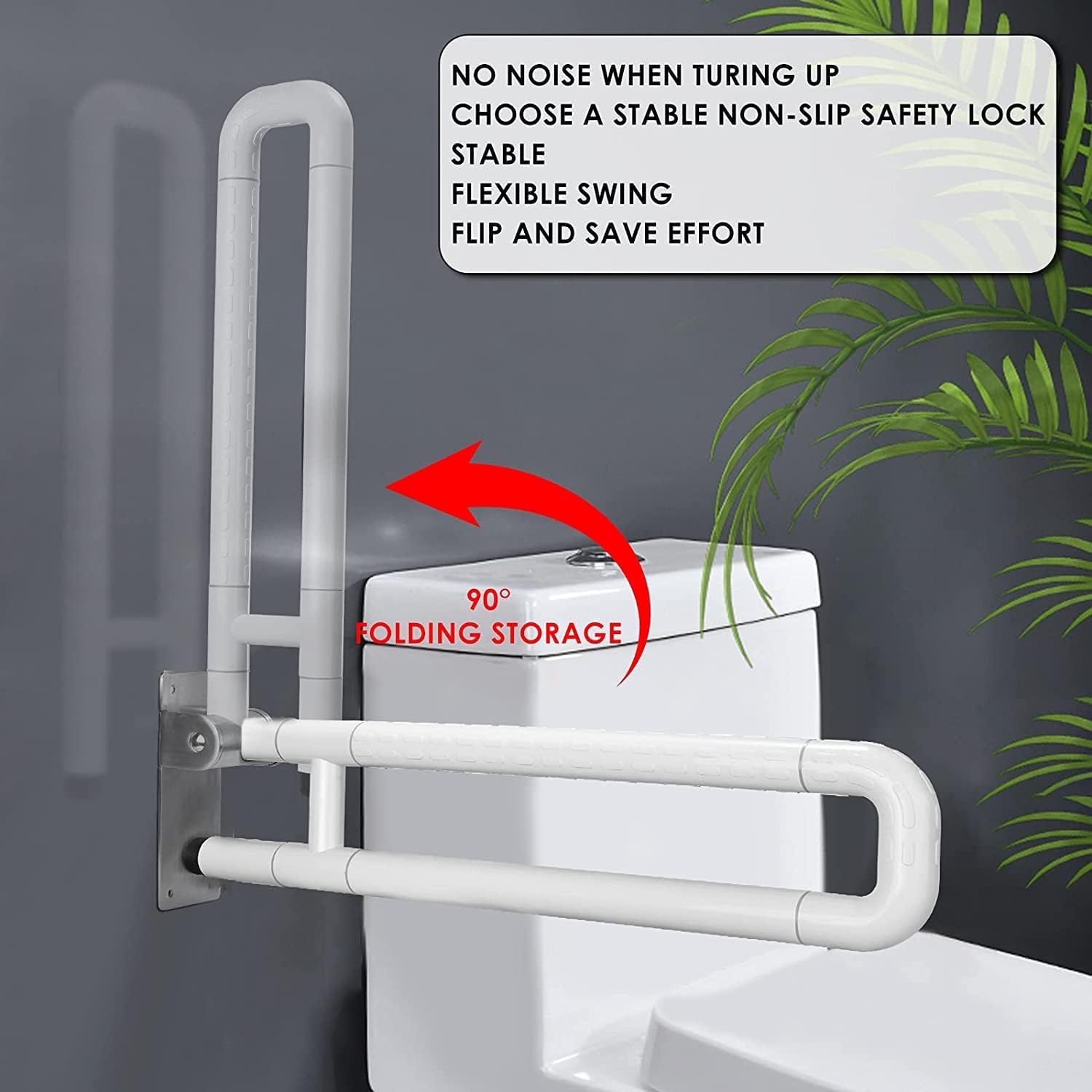 Hinge Grab Rails Folding Hinged Bathroom Safety Steel Grab Bar/Rail, Drop Down Mobility ...