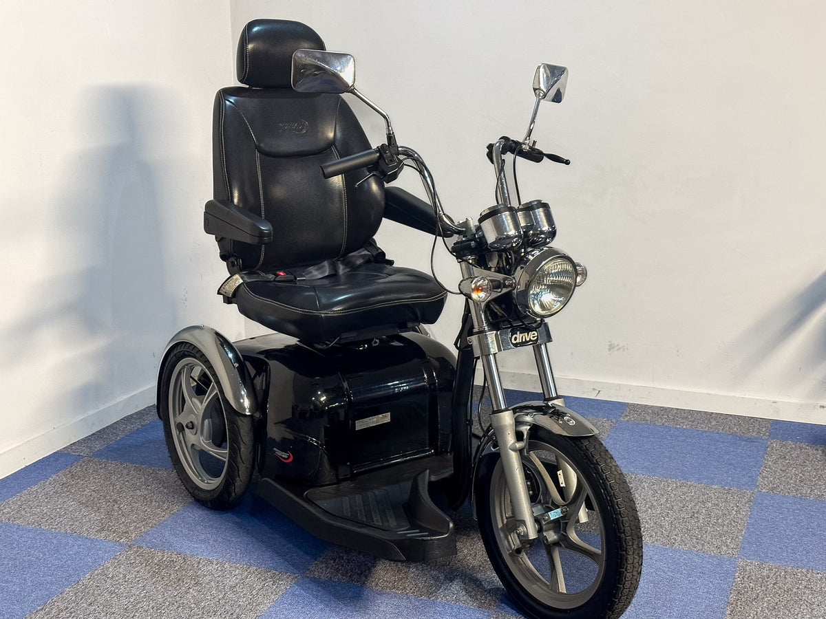 Drive Sport Rider Chrome and Black Mobility Scooter 8mph Large 3 Wheel Trike Road Legal Main image