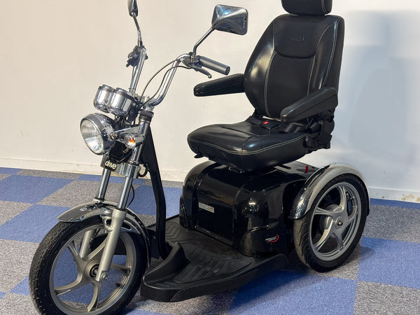 Drive Sport Rider Chrome and Black Mobility Scooter 8mph Large 3 Wheel Trike Road Legal