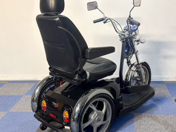 Drive Sport Rider Chrome and Black Mobility Scooter 8mph Large 3 Wheel Trike Road Legal