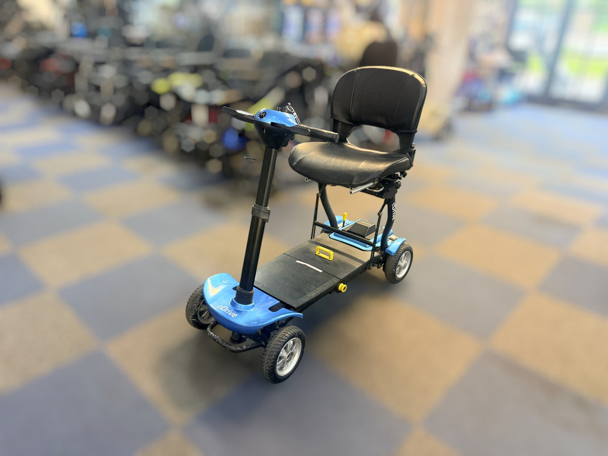 eDrive Remote Auto Folding Electric Mobility Scooter Lithium Aluminium Lightweight Blue used condition
