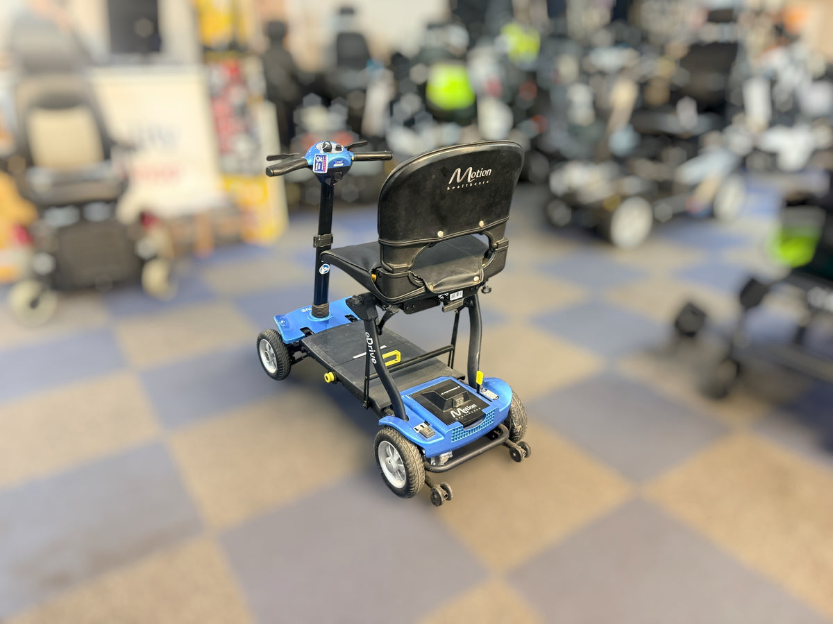 eDrive Remote Auto Folding Electric Mobility Scooter Lithium Aluminium Lightweight Blue used condition