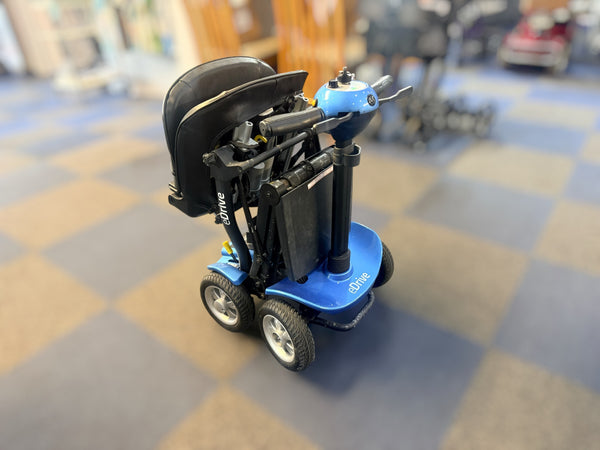 eDrive Remote Auto Folding Electric Mobility Scooter Lithium Aluminium Lightweight Blue used condition