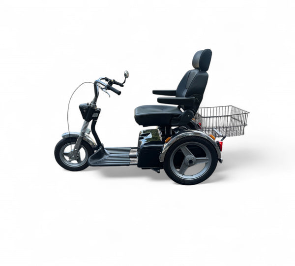 TGA Supersport 8mph Large 3 Wheel Trike Mobility Scooter in Black Chrome