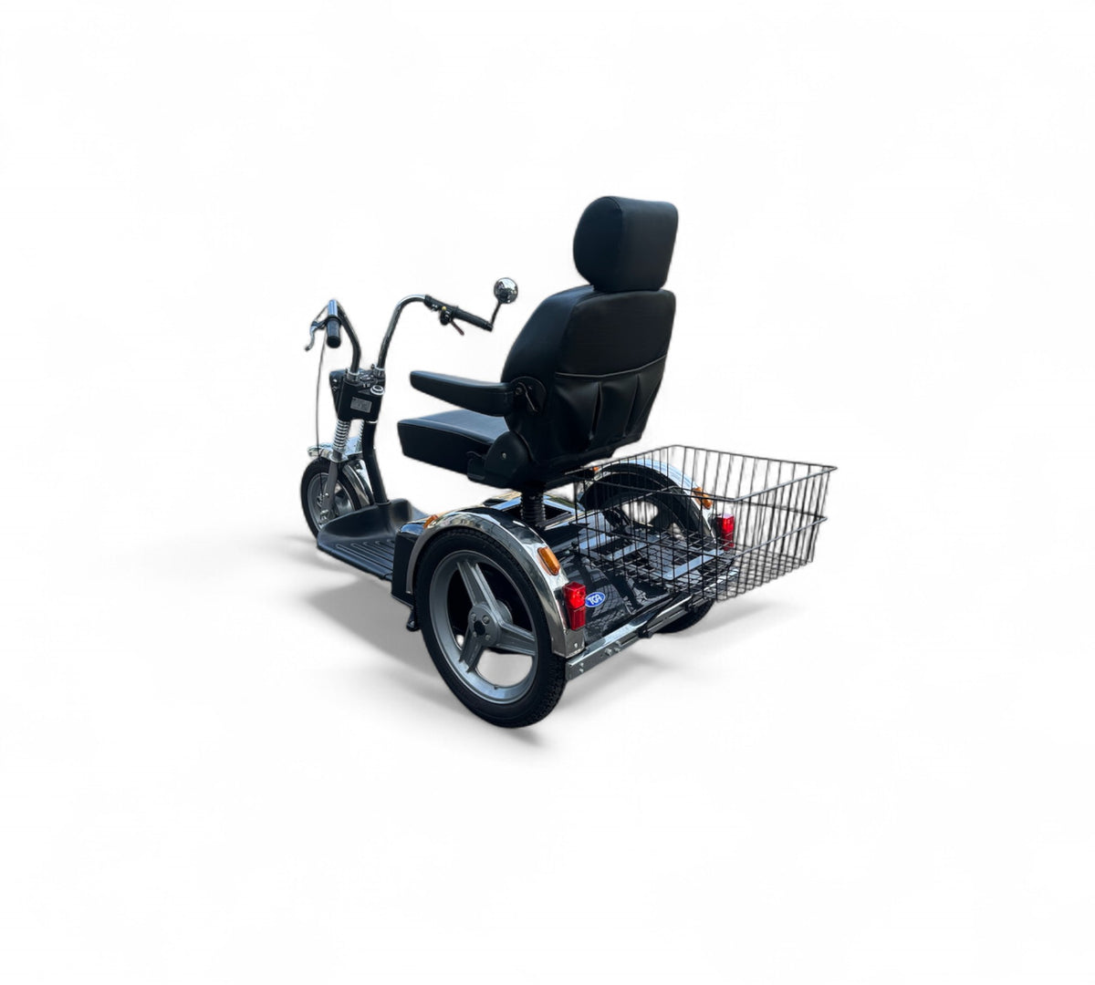TGA Supersport 8mph Large 3 Wheel Trike Mobility Scooter in Black Chrome