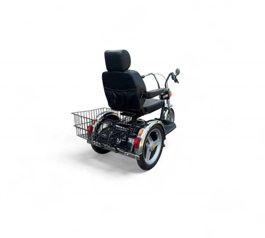 TGA Supersport 8mph Large 3 Wheel Trike Mobility Scooter in Black Chrome