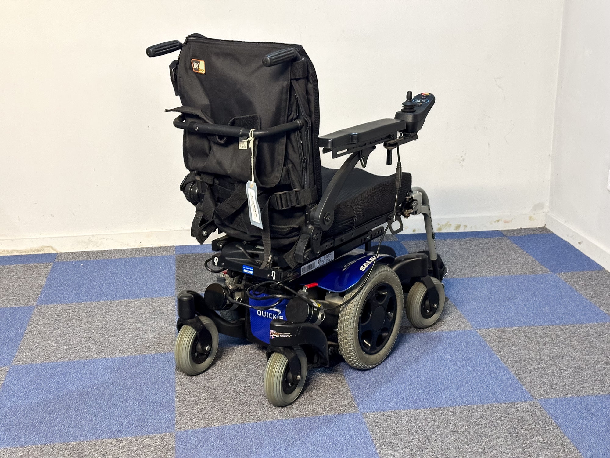 Quickie Salsa M2 Mini Used Electric Wheelchair Powerchair Power Tilt Sunrise Medical Outdoor MWD Blue