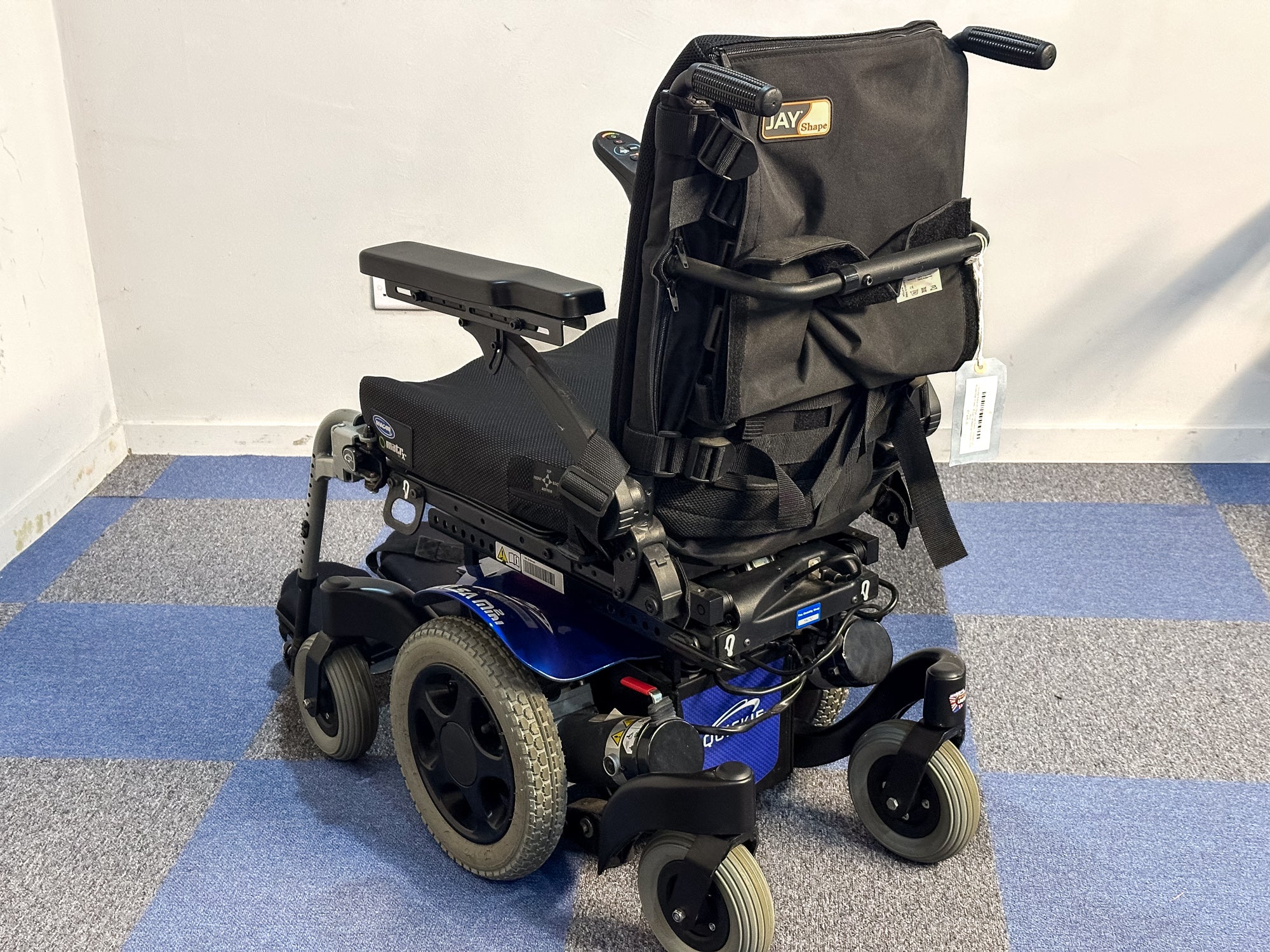 Quickie Salsa M2 Mini Used Electric Wheelchair Powerchair Power Tilt Sunrise Medical Outdoor MWD Blue