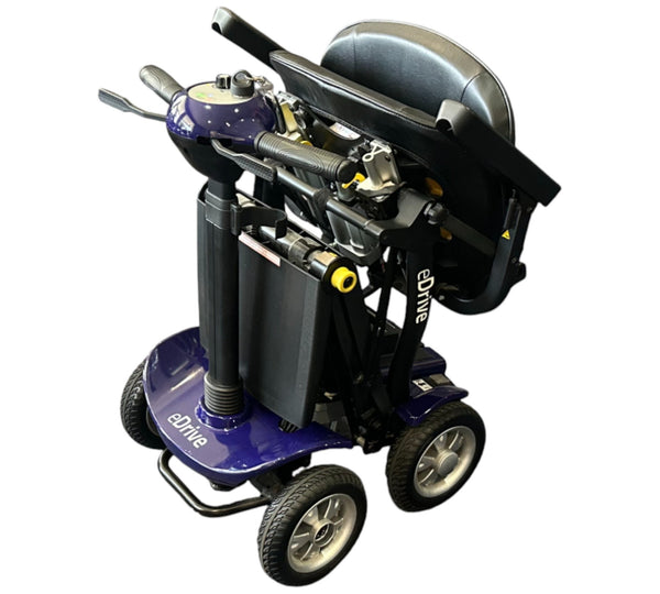 eDrive Remote Auto Folding Electric Mobility Scooter Lithium Aluminium Lightweight Blue used