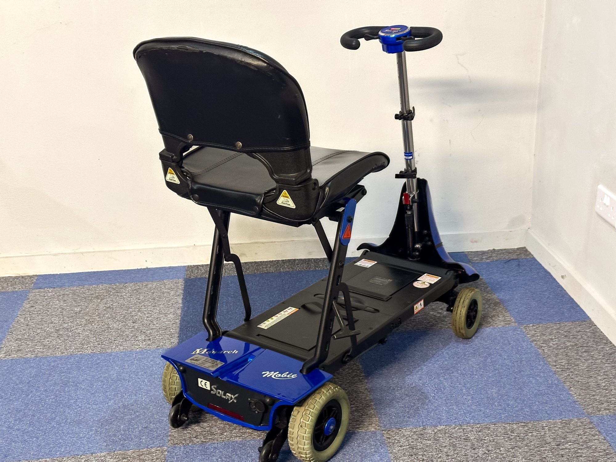 Monarch Mobie 4mph Folding Used Mobility Scooter Lithium Travel Small Travel Blue 16068