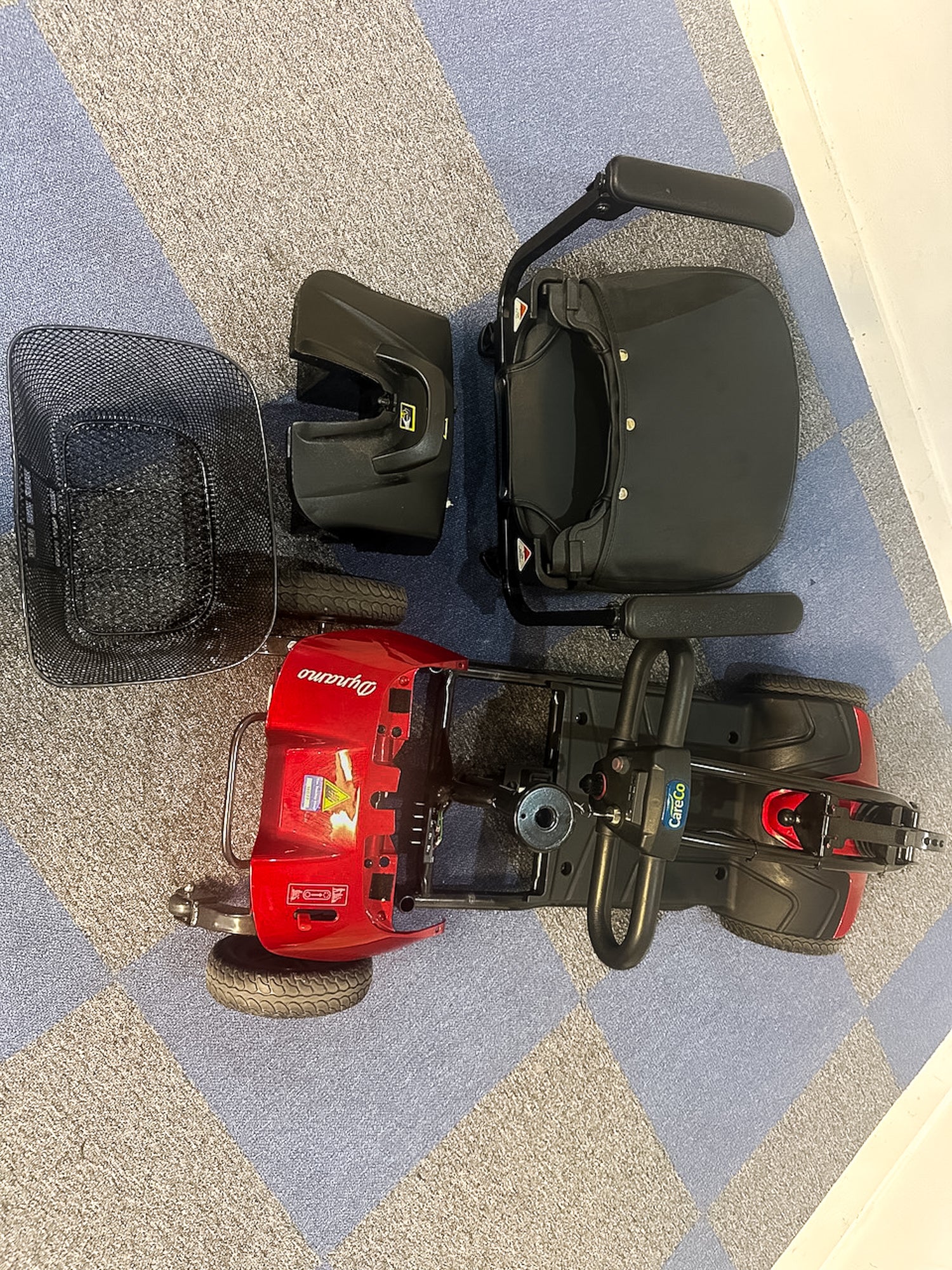 CareCo Dynamo Transportable Small Boot Mobility Scooter Red