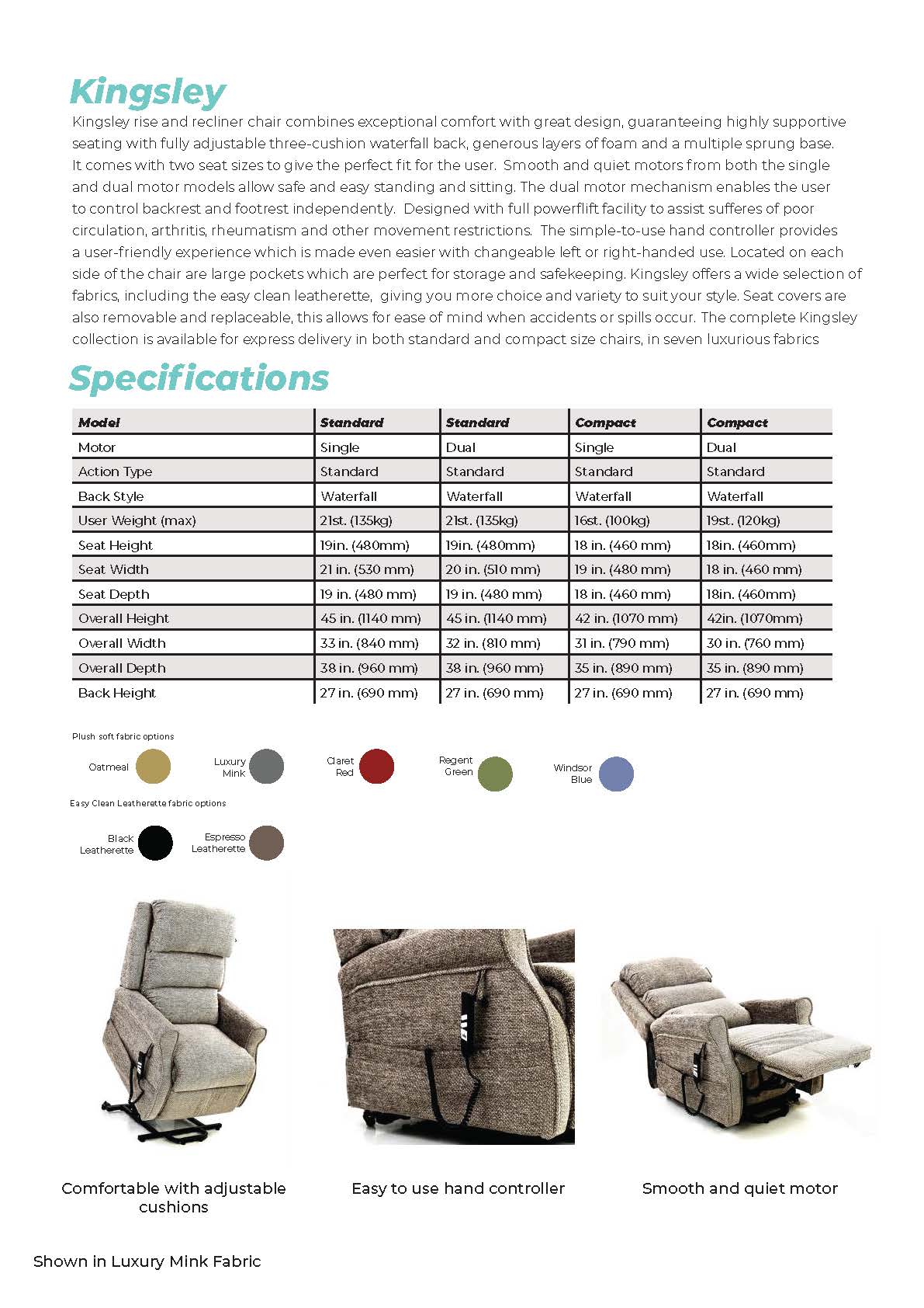 Kingsley Rise and Recliner Chair - Ultimate Comfort and Elegance