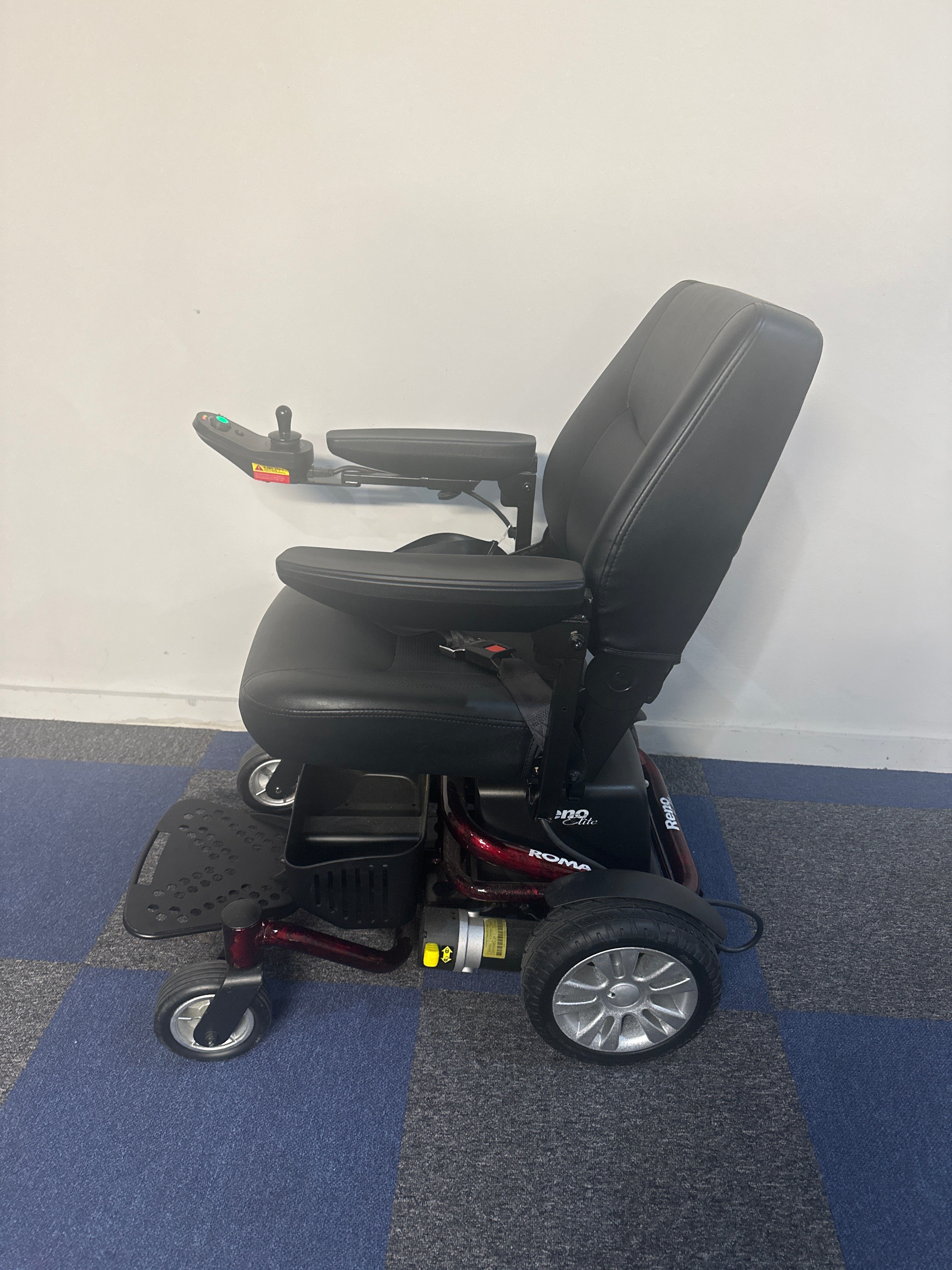 Roma Reno Elite Electric Wheelchair Powerchair Flame Red with Captains Seat indoor Outdoor Transportable