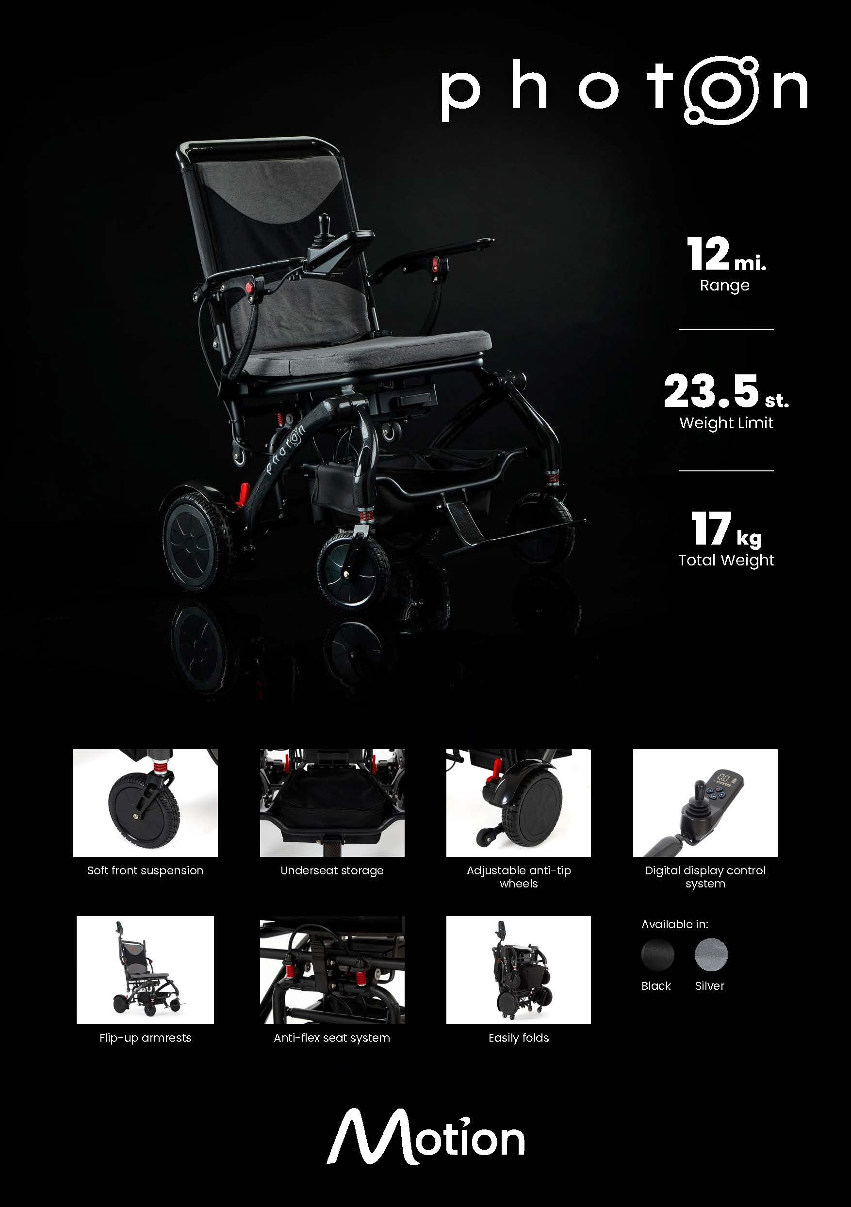 Motion Healthcare Photon Electric Wheelchair - 5 Year Warranty