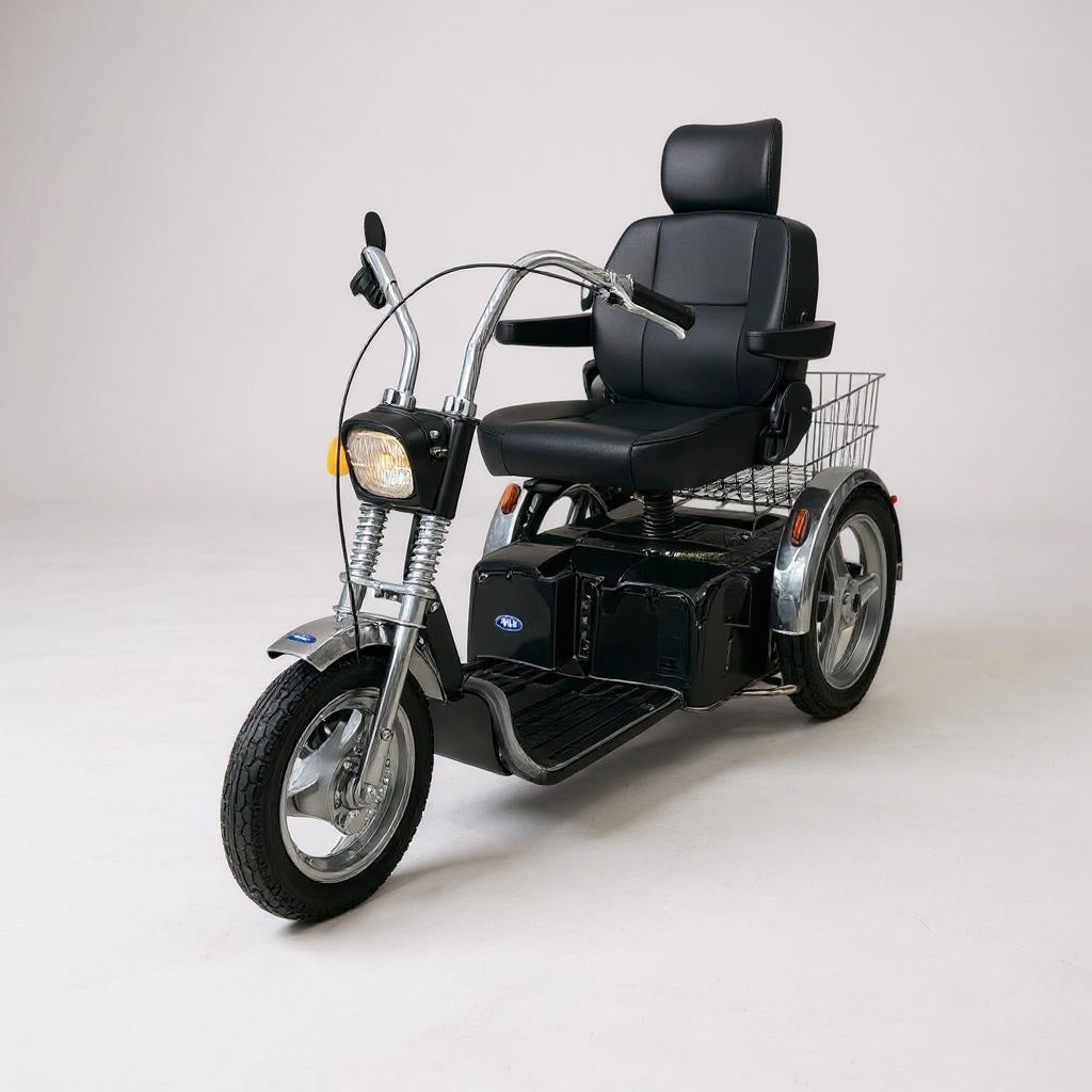 TGA Supersport 8mph Large 3 Wheel Trike Mobility Scooter in Black Chrome