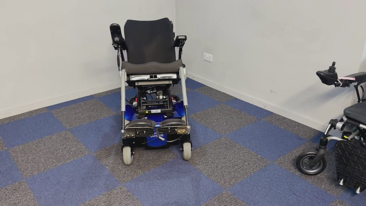 Quickie Salsa M2 Mini Used Electric Wheelchair Powerchair Power Tilt Sunrise Medical Outdoor MWD Blue