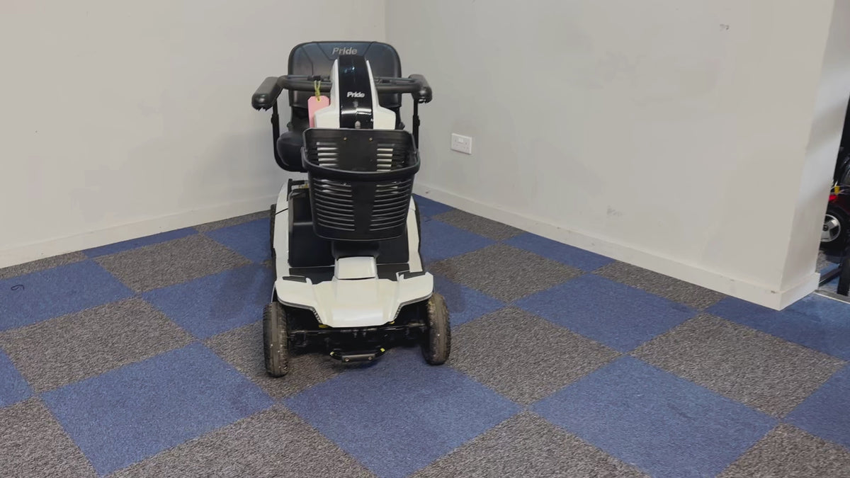 Pride Zero Turn 10 White Mobility Scooter 8mph Transportable LED Dual Motor Suspension USB Charger