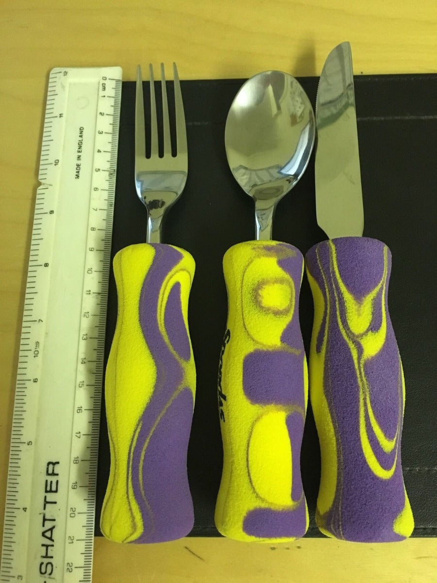 Disabled Easy Grip Cutlery Set Large Handle Knife, Fork and Spoon Foam Arthritis