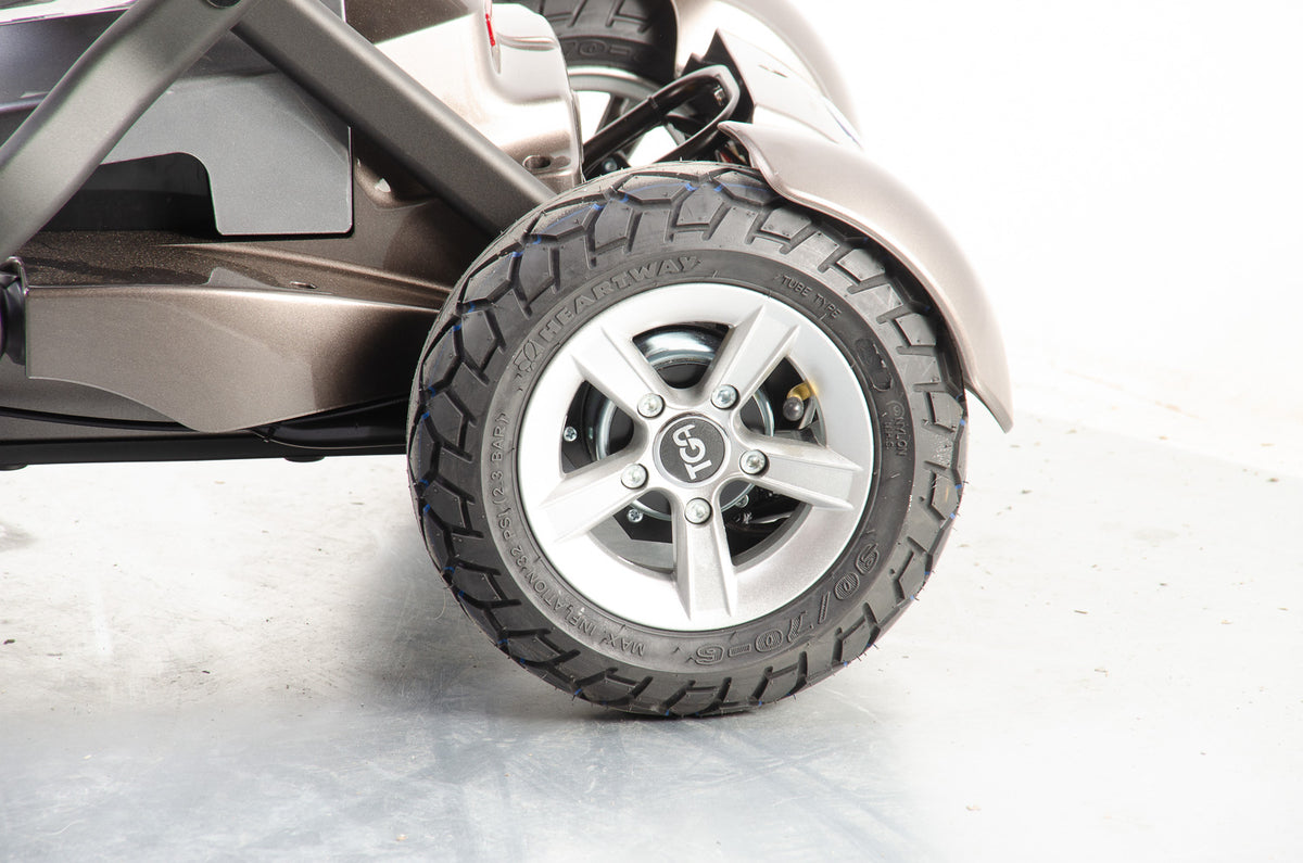 TGA Maximo Plus Used Mobility Scooter 4mph Folding Lithium Pneumatic Suspension bronze