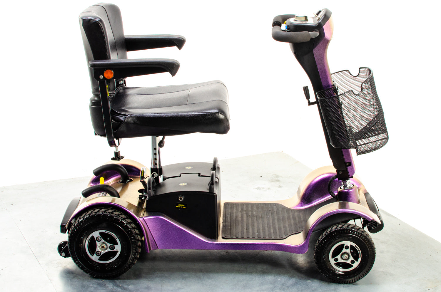 Sterling Sapphire 2 Used Mobility Scooter Transportable Pneumatic Folding Boot Purple Pearl