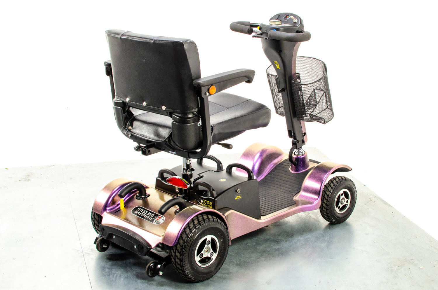 Sterling Sapphire 2 Used Mobility Scooter Transportable Pneumatic Folding Boot Purple Pearl