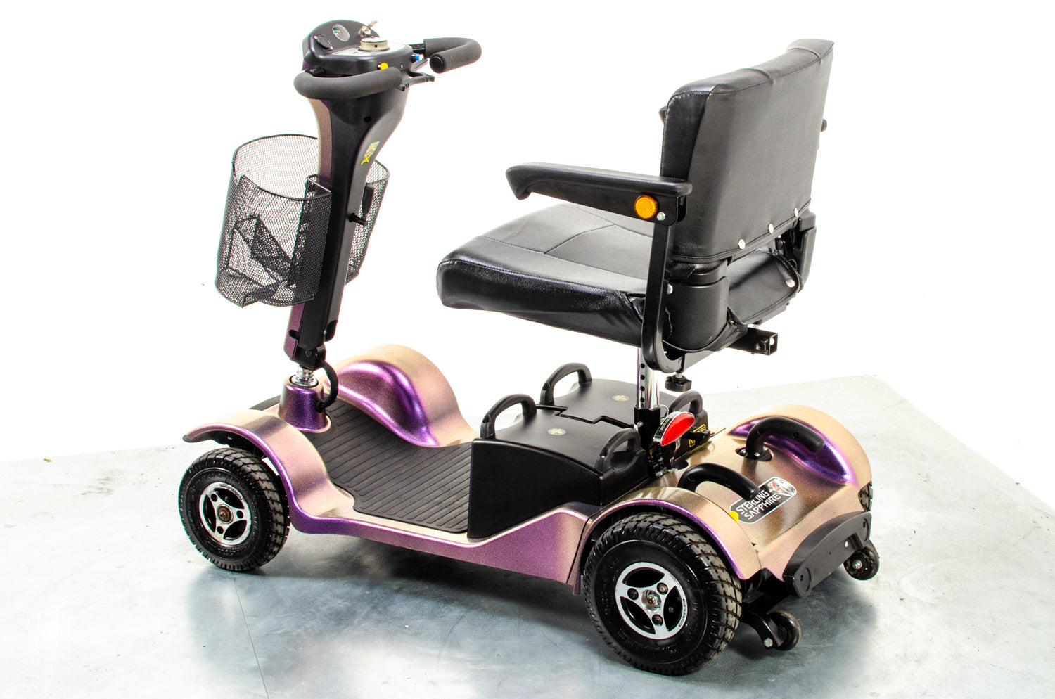 Sterling Sapphire 2 Used Mobility Scooter Transportable Pneumatic Folding Boot Purple Pearl