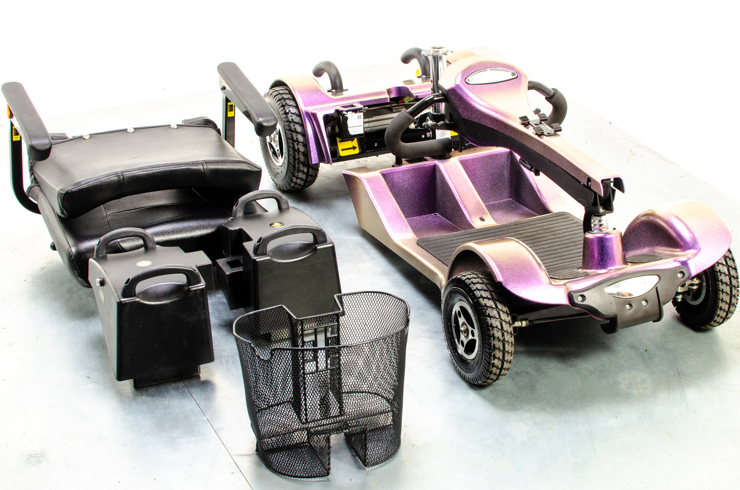 Sterling Sapphire 2 Used Mobility Scooter Transportable Pneumatic Folding Boot Purple Pearl