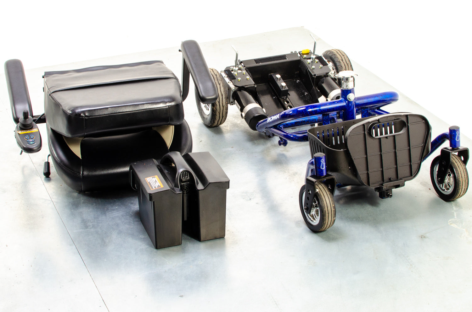 Roma Reno Elite Captain Seat Used Power-Chair Transportable Electric Wheelchair Indoor Blue Secondary image