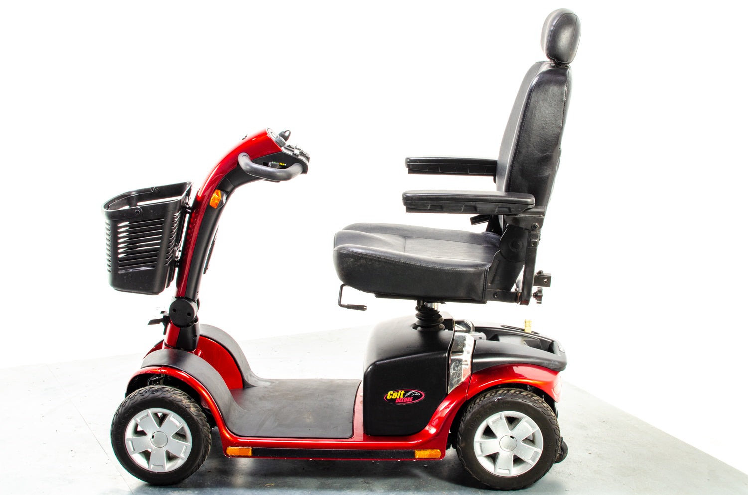 Pride Colt Deluxe Used Electric Mobility Scooter 6mph Transportable Suspension Road Pavement Solid Tyres Red