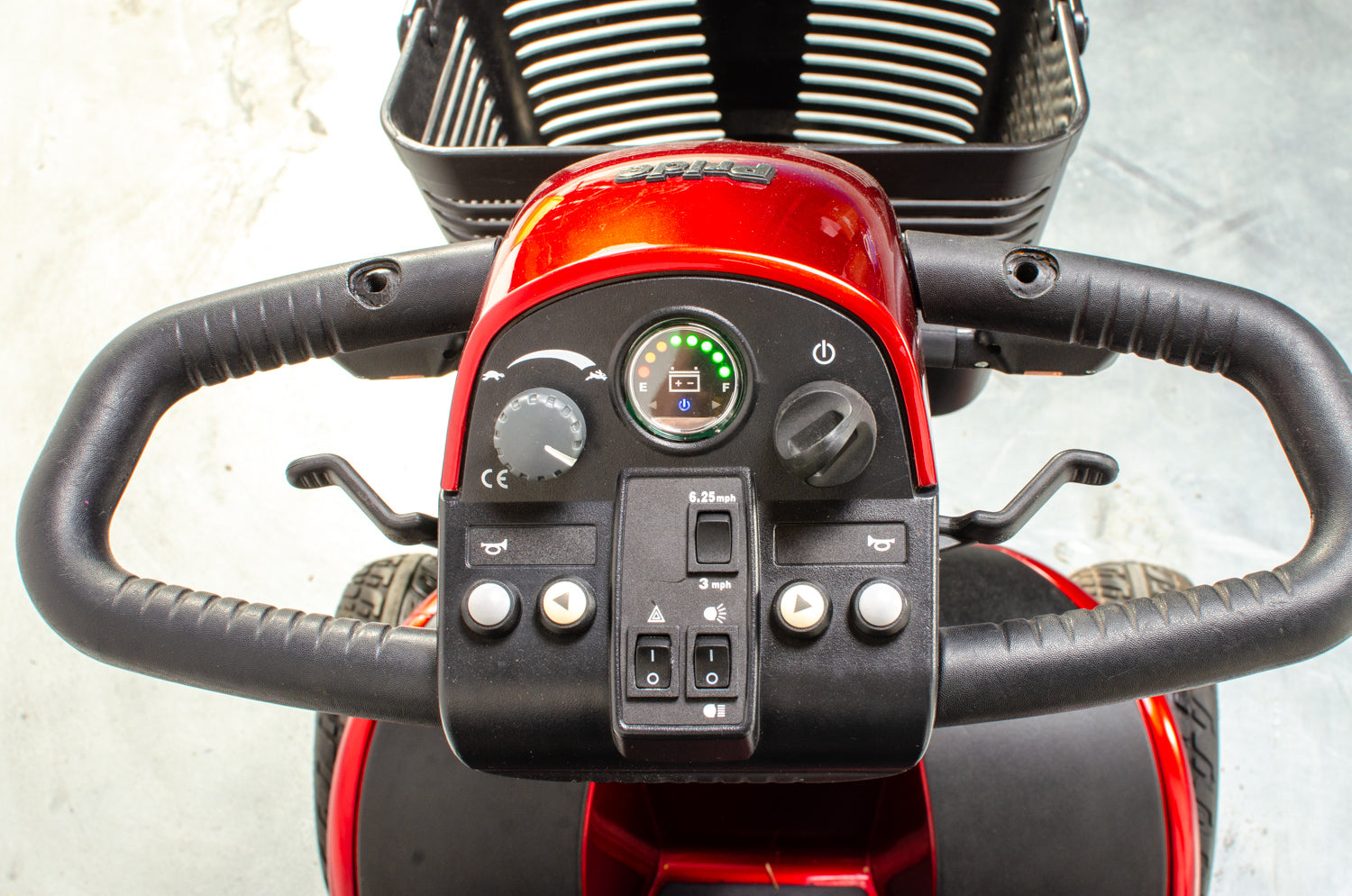 Pride Colt Deluxe Used Electric Mobility Scooter 6mph Transportable Suspension Road Pavement Solid Tyres Red
