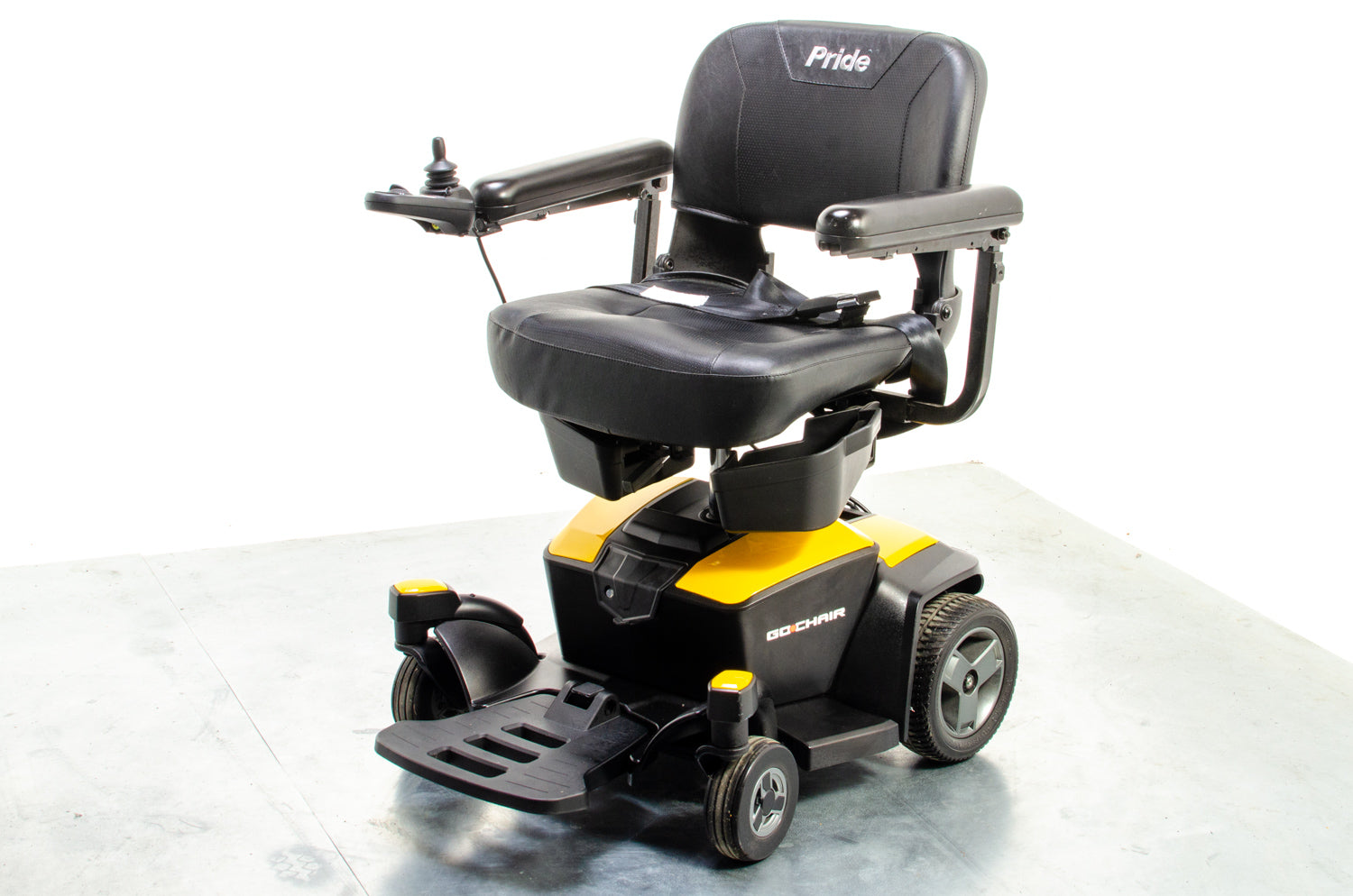 Pride Go Chair Small Compact Indoor Powerchair Electric Wheelchair Travel Transportable Yellow