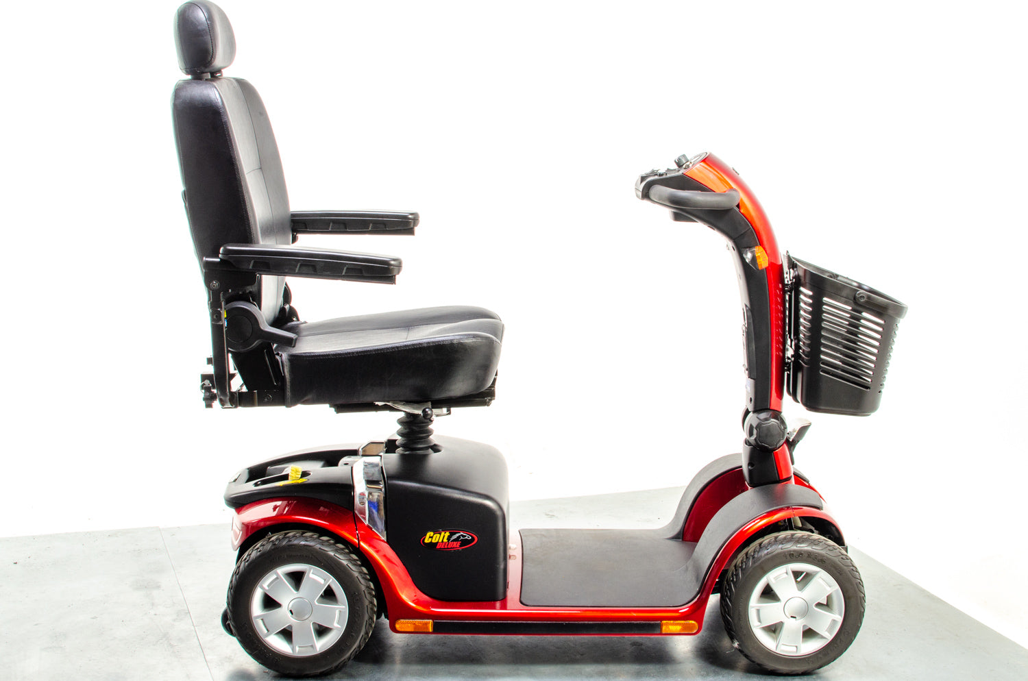 Pride Colt Deluxe Used Electric Mobility Scooter 6mph Transportable Suspension Road Pavement Solid Tyres Red