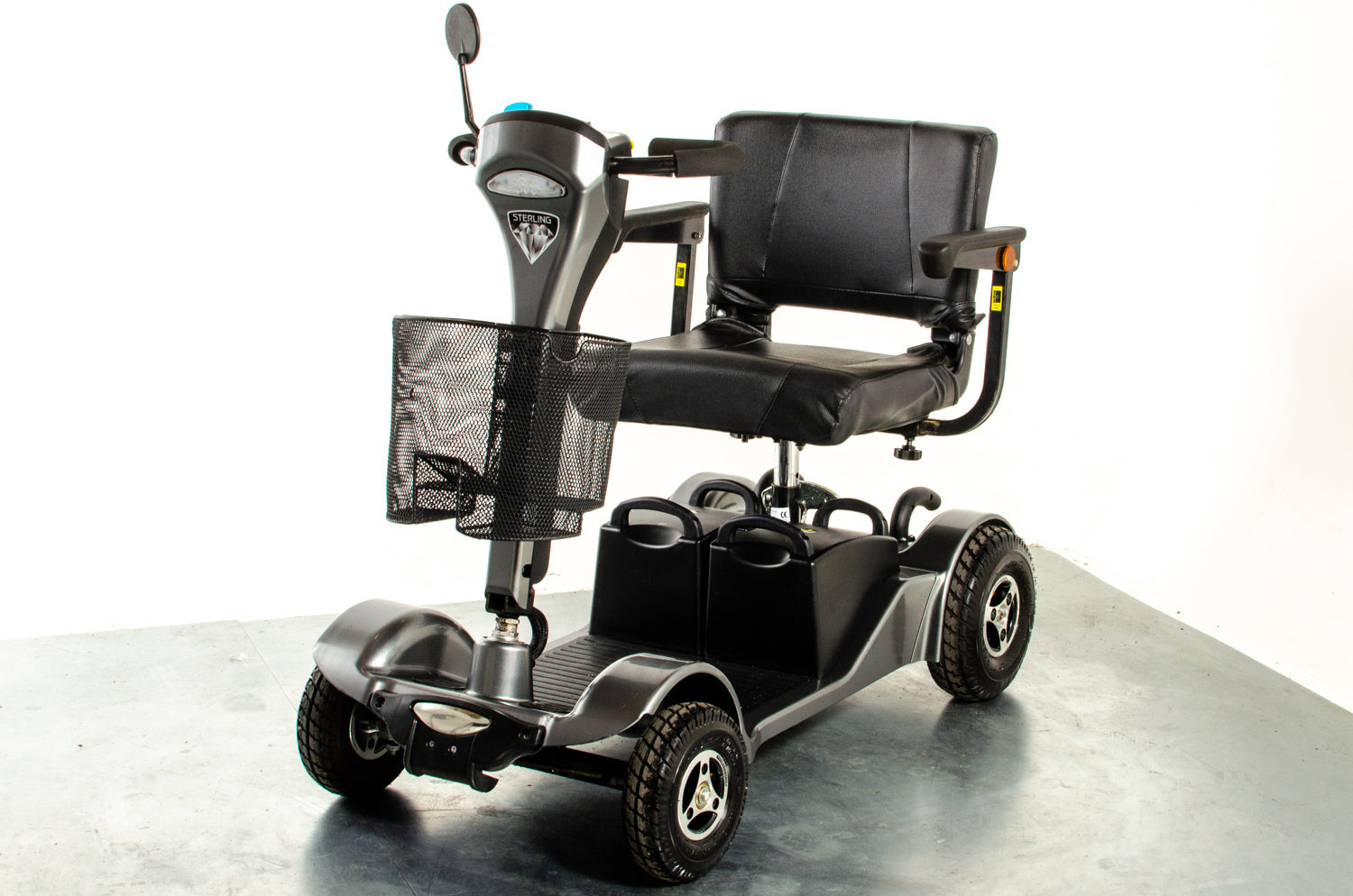 Sterling Sapphire 2 Used Mobility Scooter Midsize Transportable Pneumatic Tyres Folding Boot Grey