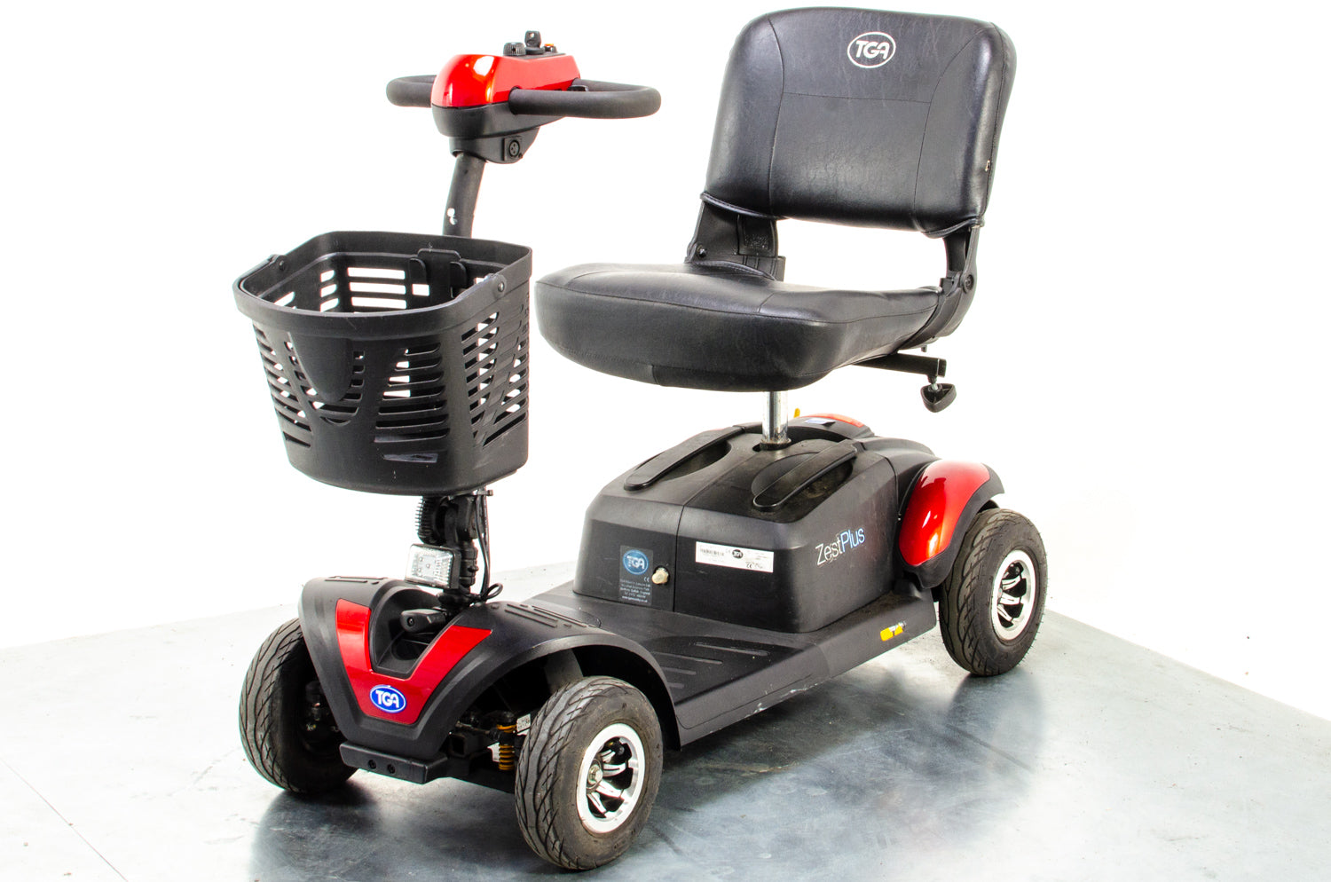 TGA Zest Plus Used Mobility Scooter Small Transportable Travel Pneumatic Tyres Red