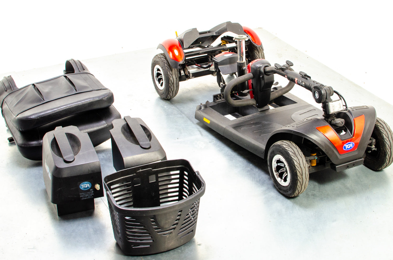 TGA Zest Plus Used Mobility Scooter Small Transportable Travel Pneumatic Tyres Red