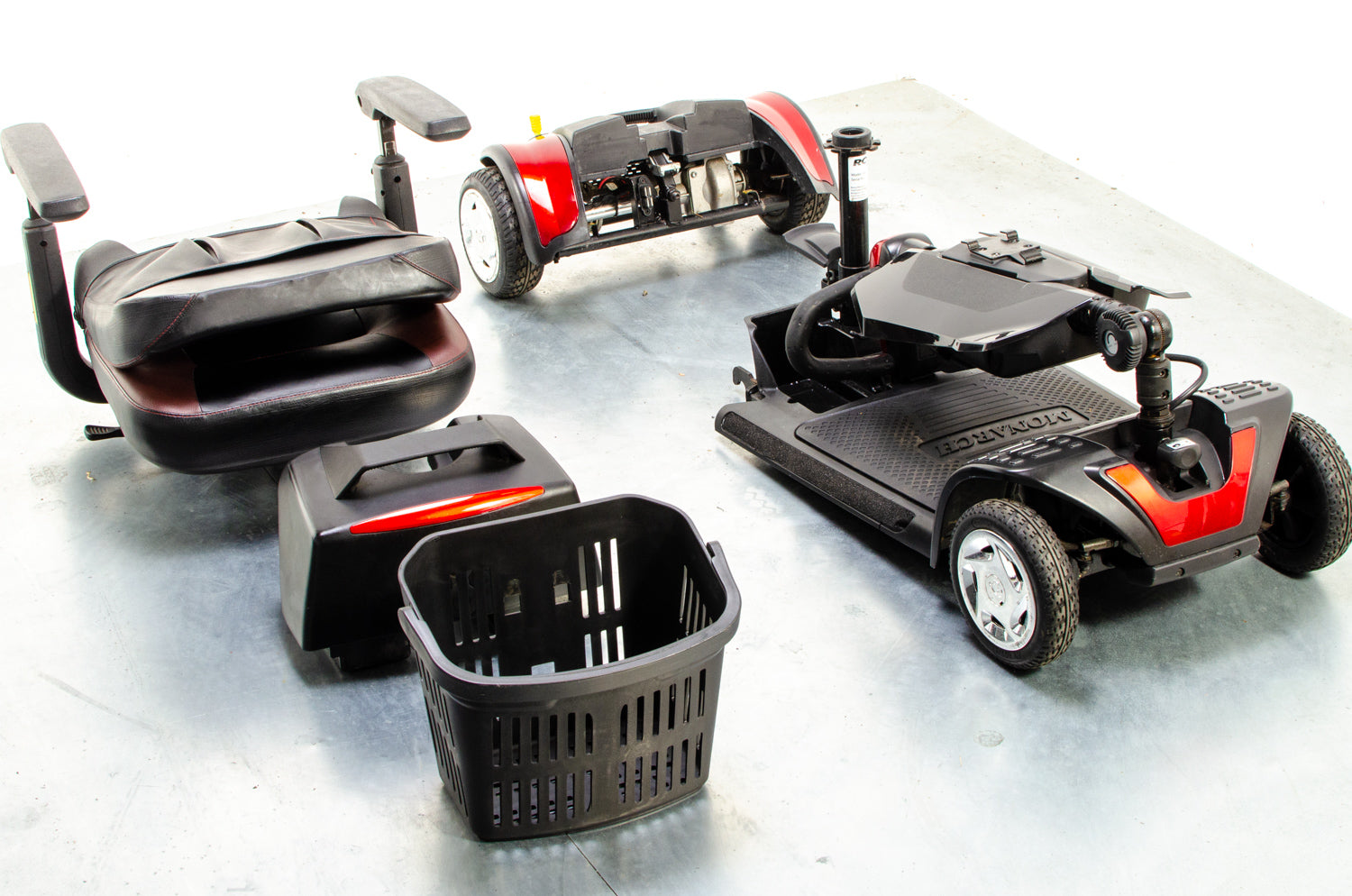 Monarch Mighty Mini 4mph Used Mobility Scooter Transportable Small Lightweight Boot Suspension in Red Secondary image