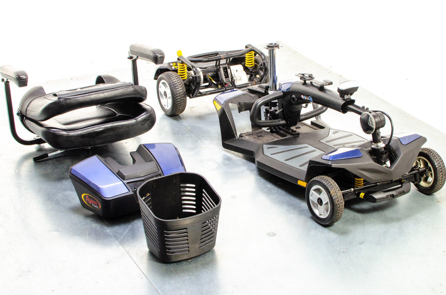 Pride Apex Rapid Used Mobility Scooter Transportable Small Lightweight Boot Suspension in Blue Secondary image
