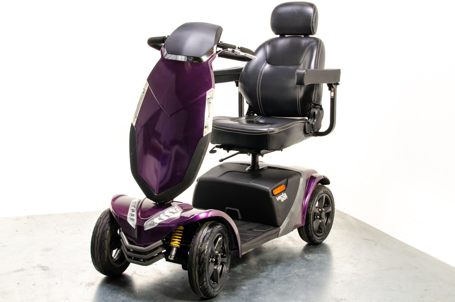 Rascal Vecta Sport Compact Used Electric Mobility Scooter 8mph Max Grip Suspension All-Terrain Road Legal Purple Sparkle 13317