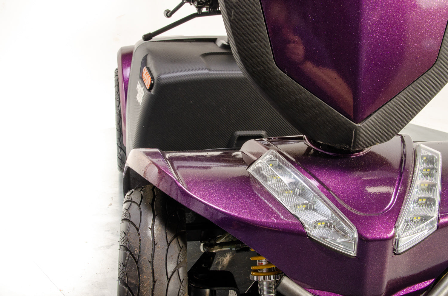 Rascal Vecta Sport Compact Used Electric Mobility Scooter 8mph Max Grip Suspension All-Terrain Road Legal Purple Sparkle 13317