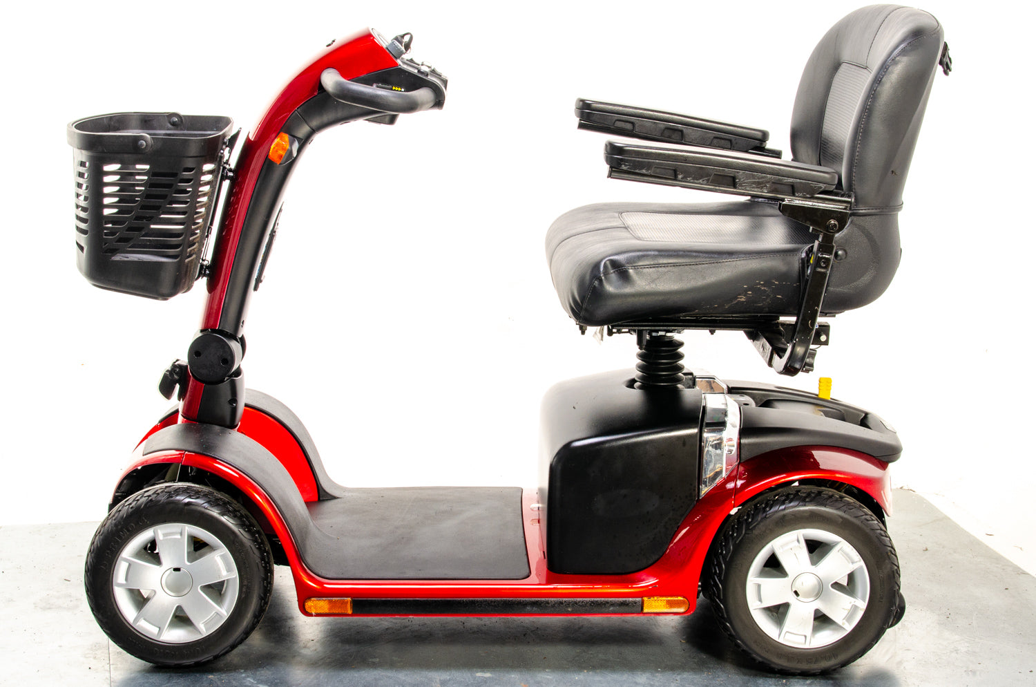 Pride Colt Deluxe Used Electric Mobility Scooter 6mph Transportable Road Pavement Red Seat Post Suspension Solid Tyres Red 13319