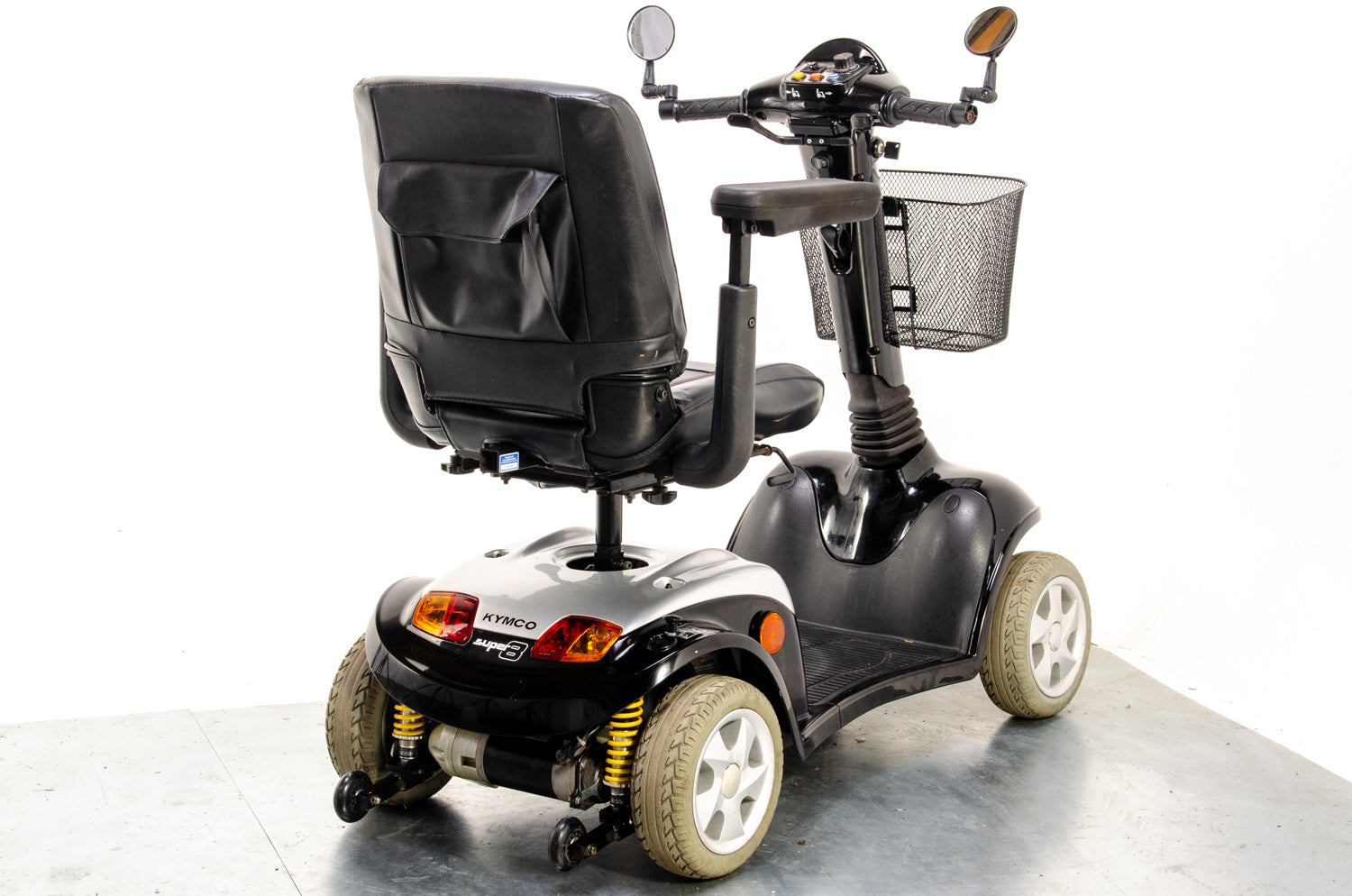 Kymco Super 8 Used Mobility Scooter 8mph Road Pavement Suspension Solid Tyres Black
