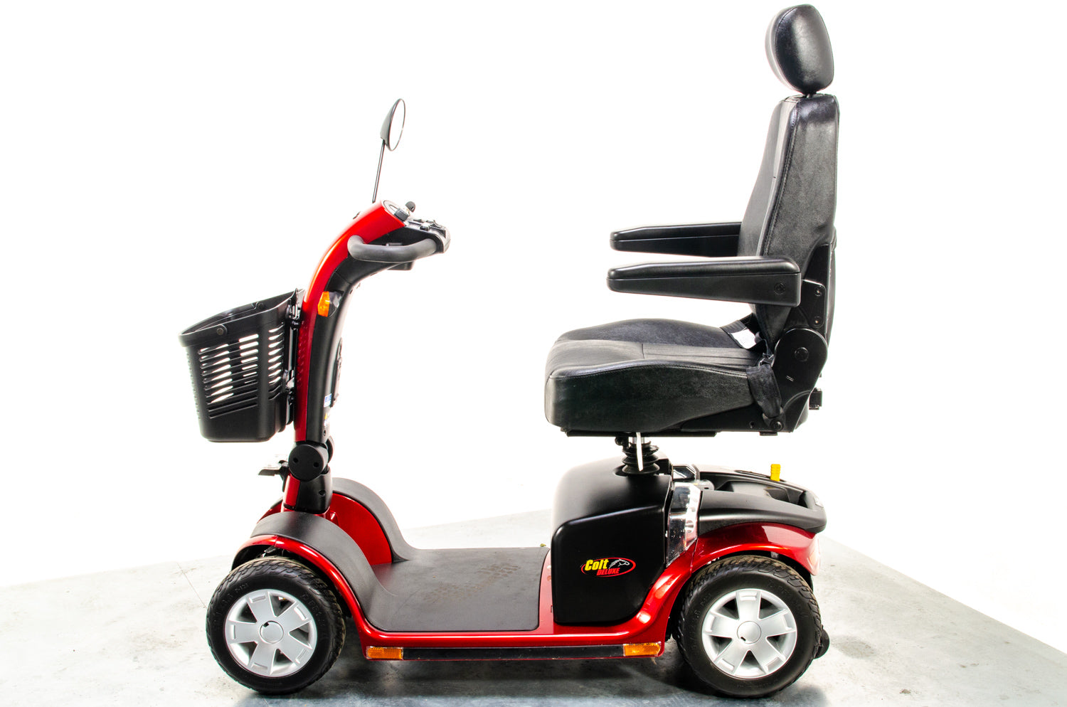 Pride Colt Deluxe Used Electric Mobility Scooter 6mph Transportable Road Pavement Seat Post Suspension Solid Tyres Red 13274