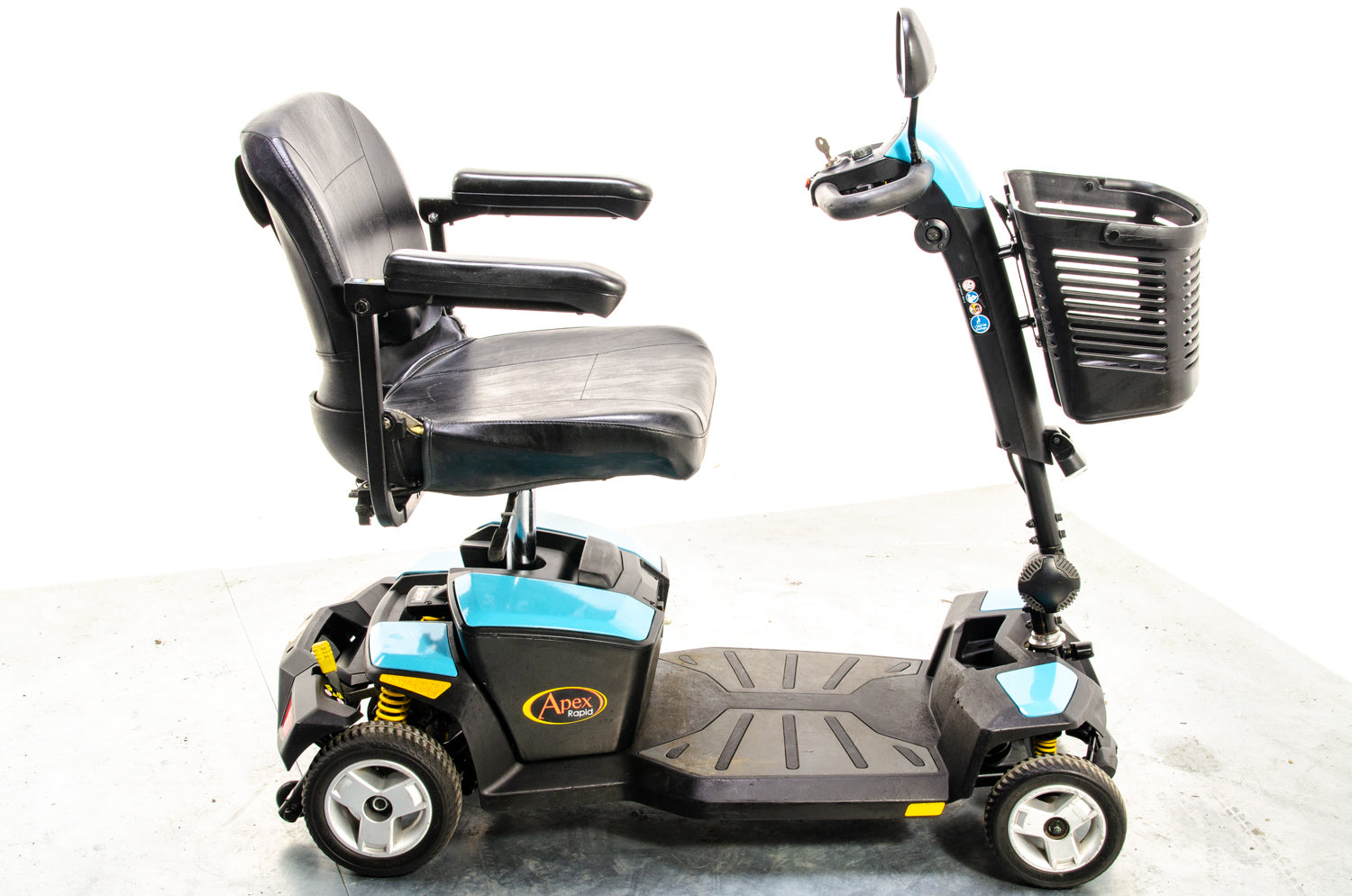 Pride Apex Rapid Used Mobility Scooter Transportable Small Lightweight Boot Suspension Baby Blue 12457