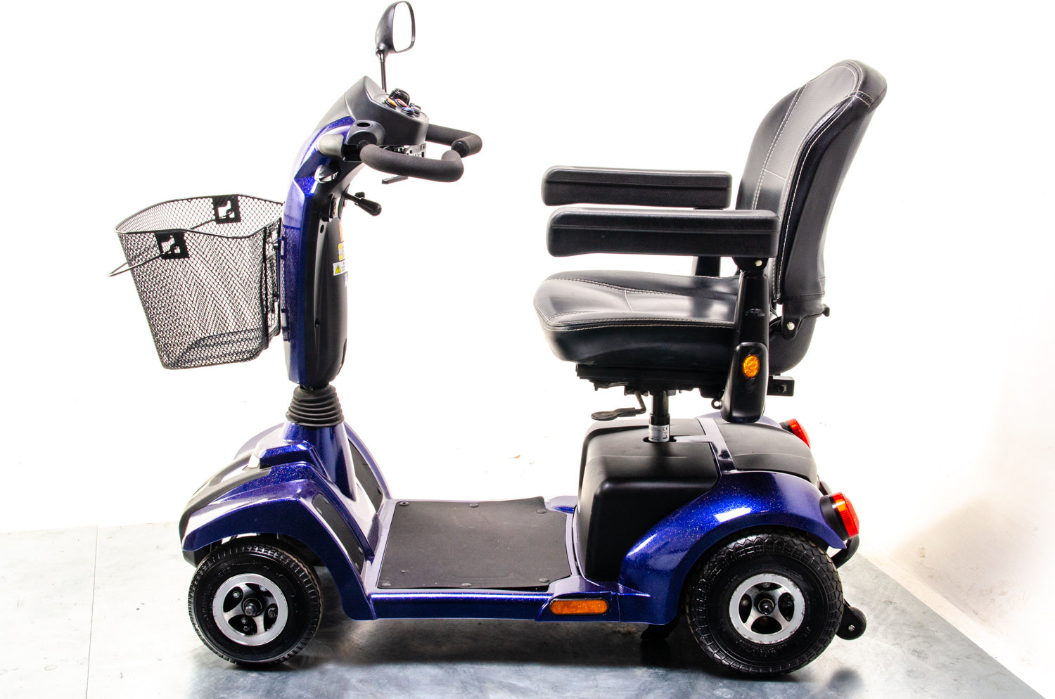 Rascal Vantage X Used Electric Mobility Scooter 6mph Compact Road Legal Blue Sparkle