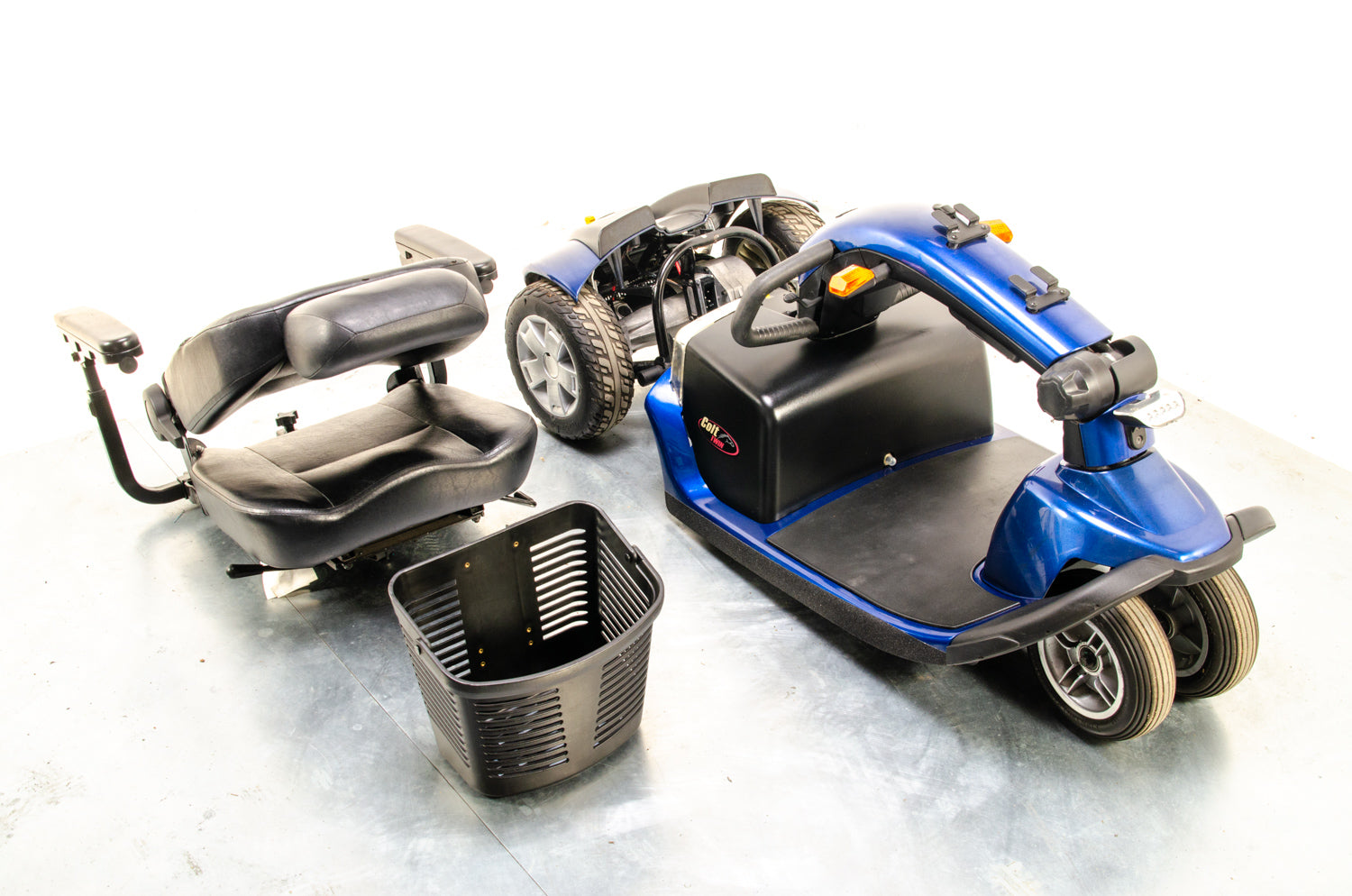 Pride Colt Twin Used Electric Mobility Scoter Transportable Trike Pavement Travel Blue 13520 Secondary image