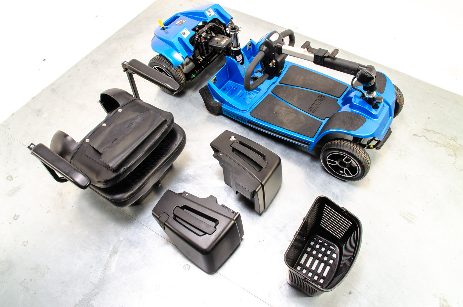 Pride Revo 2.0 4mph Used Mobility Scooter Transportable Boot Suspension Blue