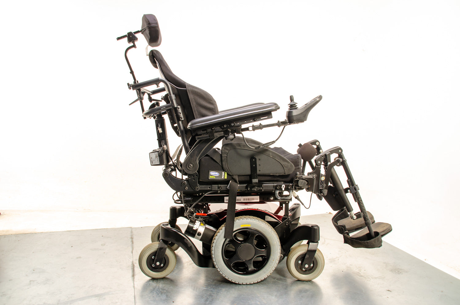 Quickie Salsa M2 Mini Used Electric Wheelchair Powerchair Recline Tilt Leg Raisers Powered Sunrise Medical Red