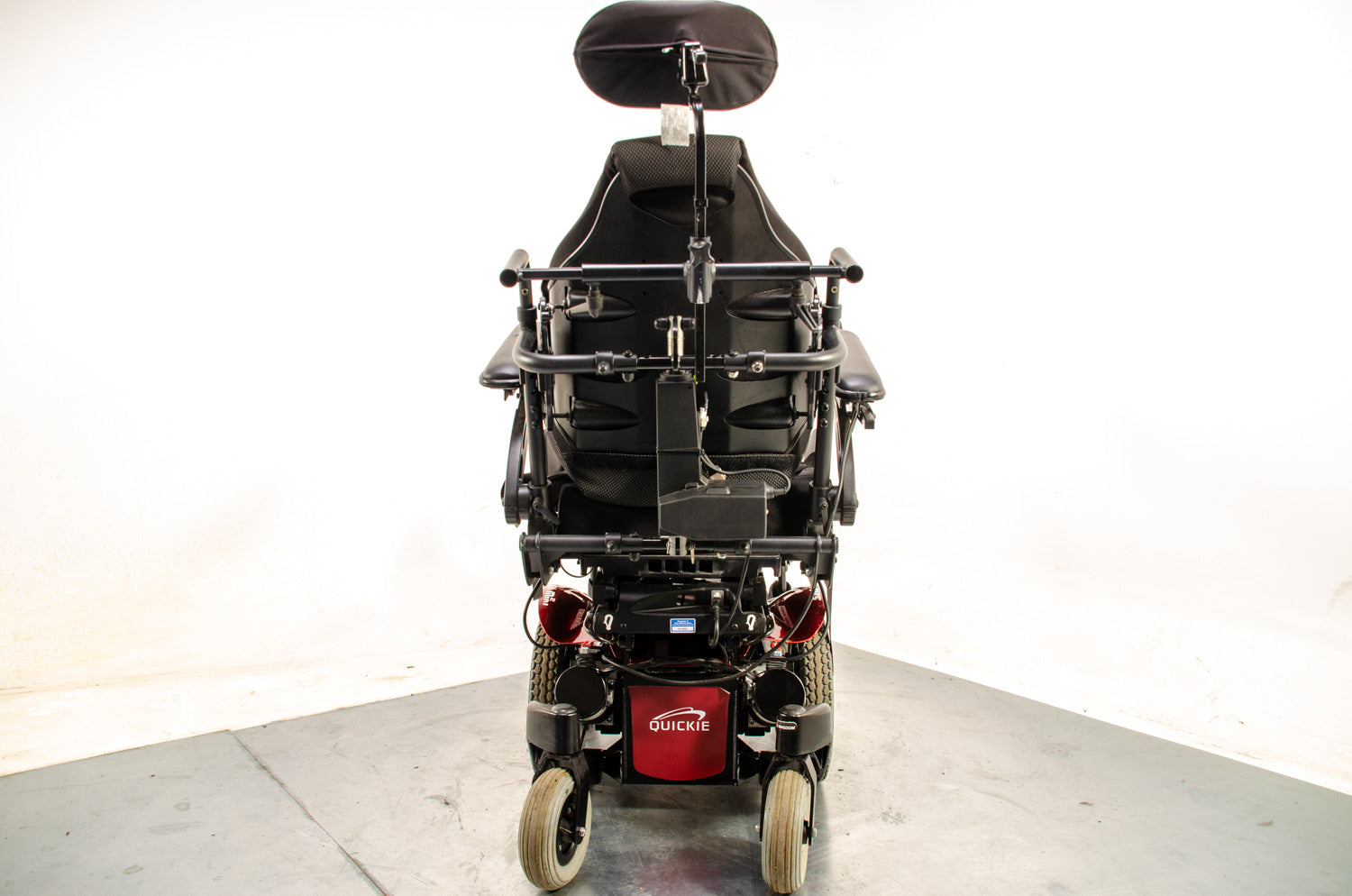 Quickie Salsa M2 Mini Used Electric Wheelchair Powerchair Recline Tilt Leg Raisers Powered Sunrise Medical Red